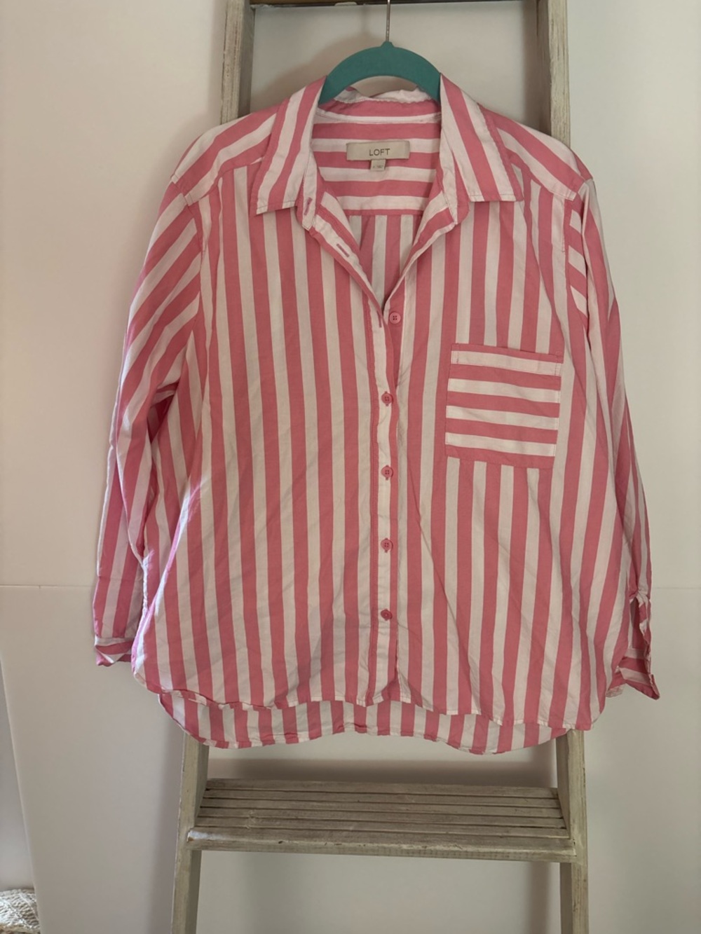 LOFT Womens Large cotton blend Button-Up, casual, 90’s, coffeehouse, feminine - Picture 8 of 10